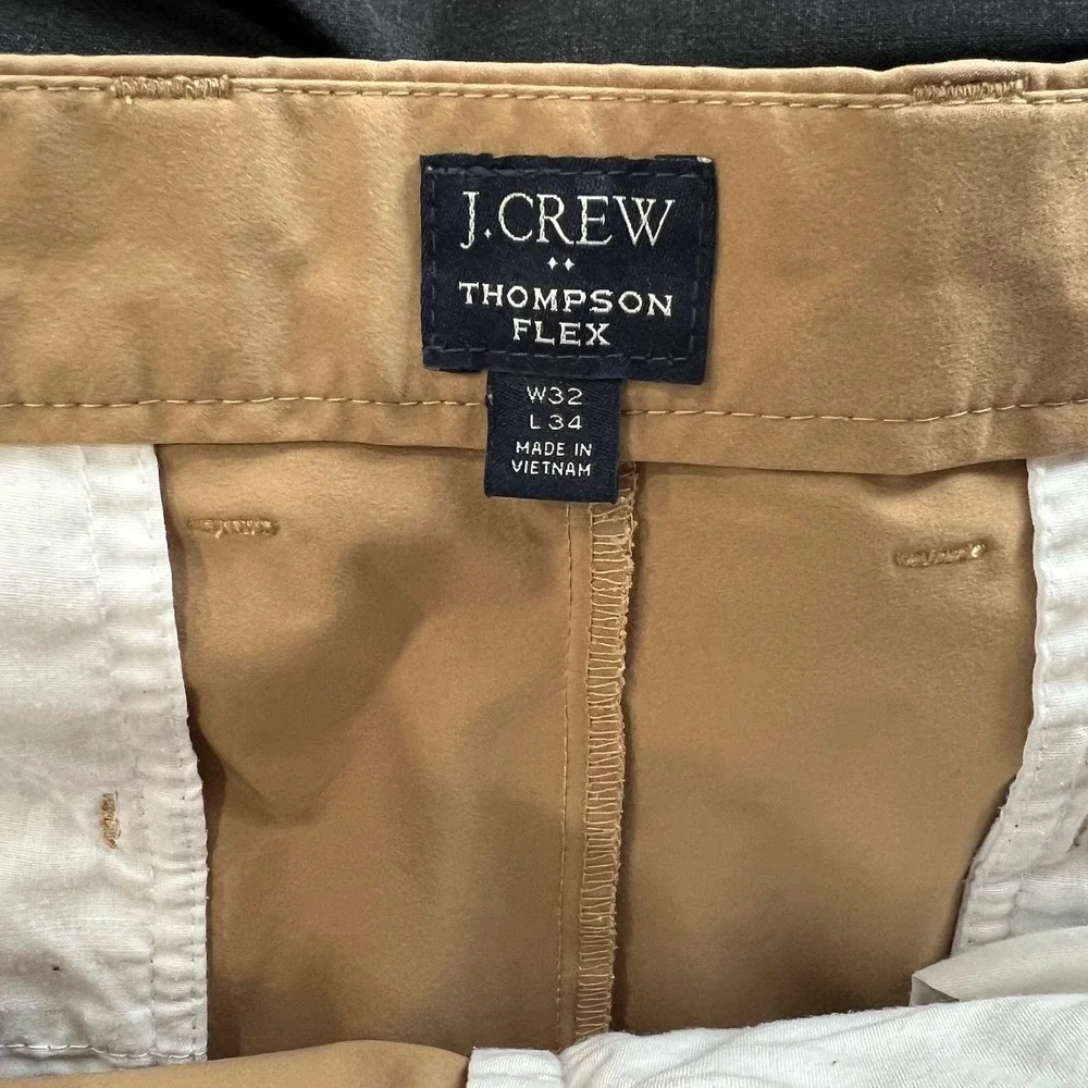 J.Crew Men's The Tech Thompson Pants Flex Size 32x34 Beige‎ Tapered
